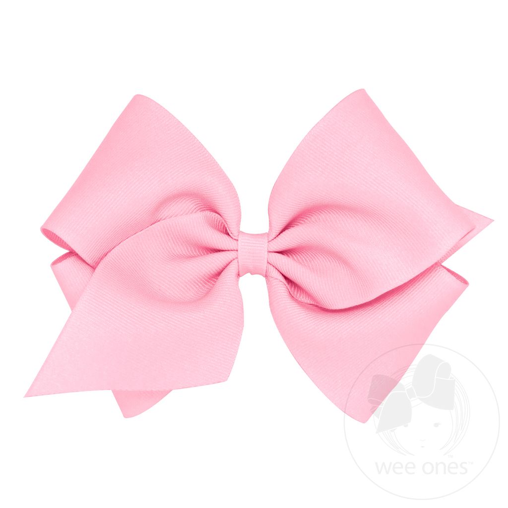 Mini King Classic Grosgrain Hair Bow (Plain Wrap) - PEARL