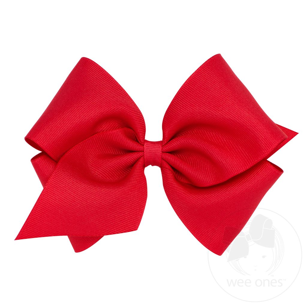 Mini King Classic Grosgrain Hair Bow (Plain Wrap) - RED