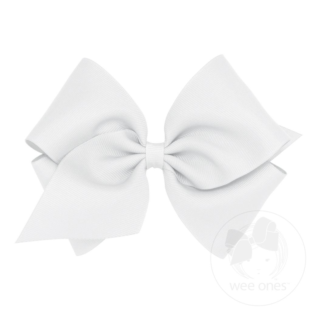 Mini King Classic Grosgrain Hair Bow (Plain Wrap) - WHITE