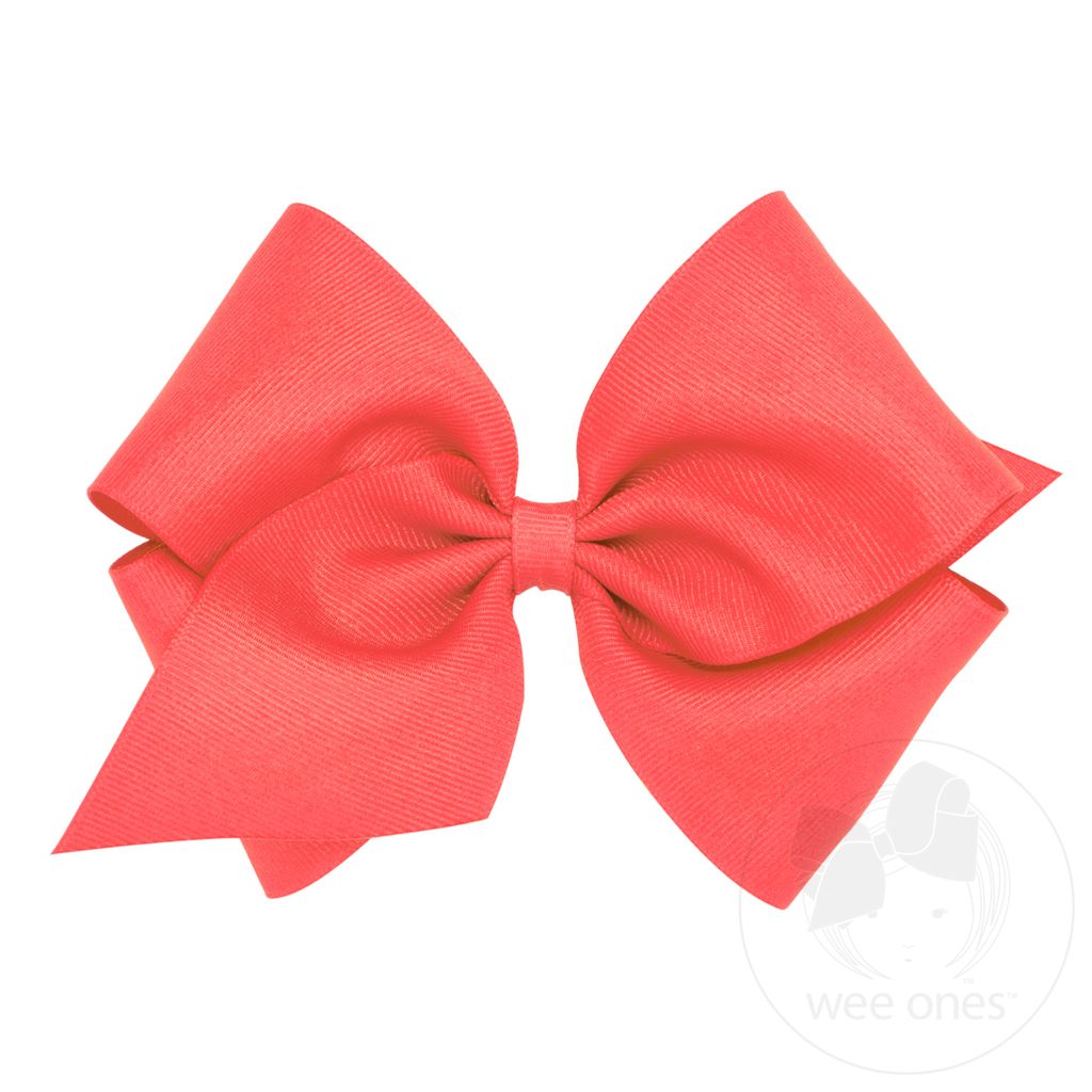 Mini King Classic Grosgrain Hair Bow (Plain Wrap) - WATERMELON