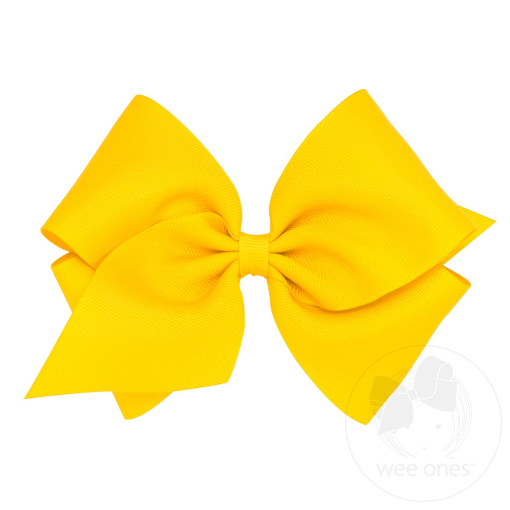 Mini King Classic Grosgrain Hair Bow (Plain Wrap) - YELLOW