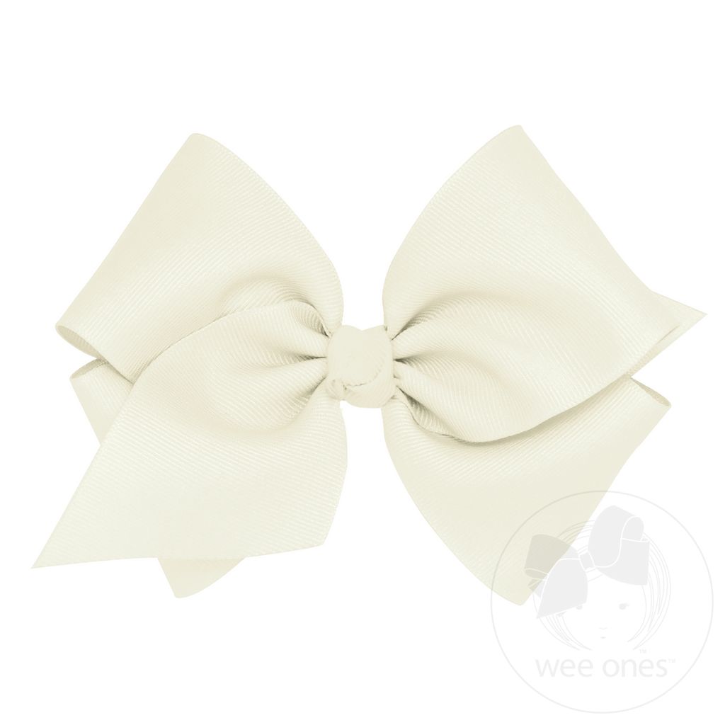 Mini King Classic Grosgrain Hair Bow (Knot Wrap) - ANTIQUE WHITE