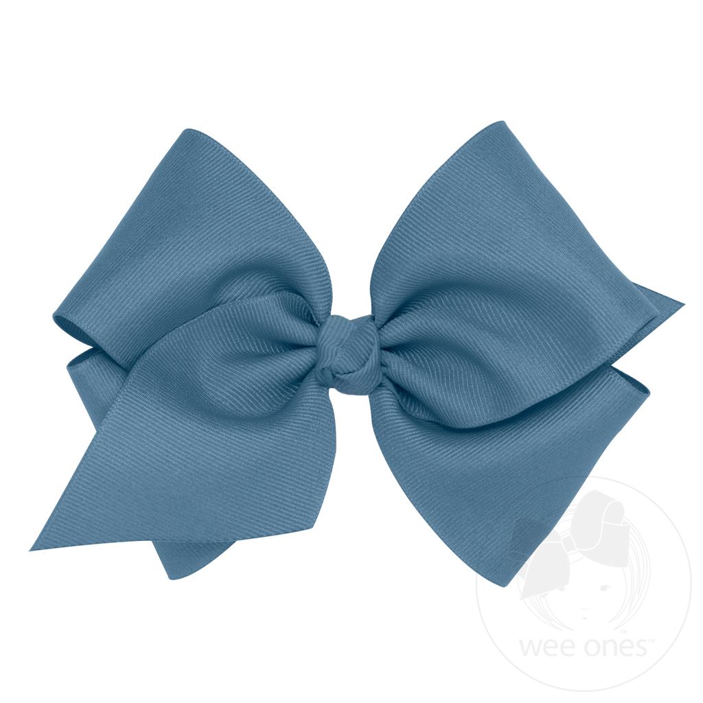 Mini King Classic Grosgrain Hair Bow (Knot Wrap) - DENIM