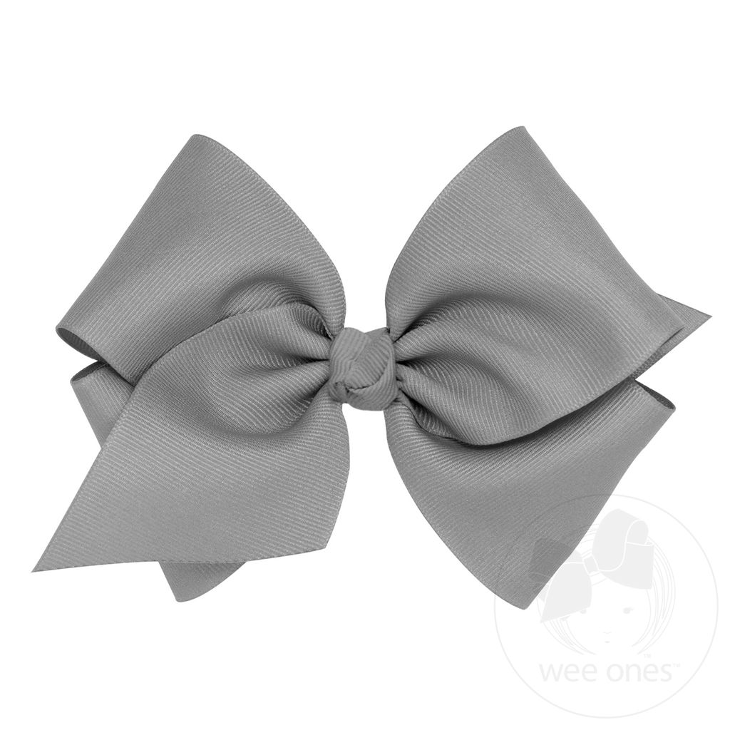 Mini King Classic Grosgrain Hair Bow (Knot Wrap) - GRAY