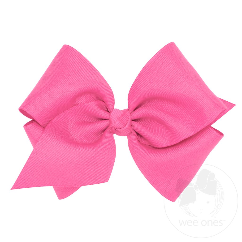 Mini King Classic Grosgrain Hair Bow (Knot Wrap) - HOT PINK