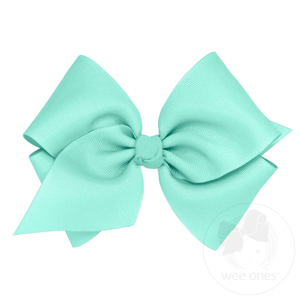 Mini King Classic Grosgrain Hair Bow (Knot Wrap) - NEW AQUA