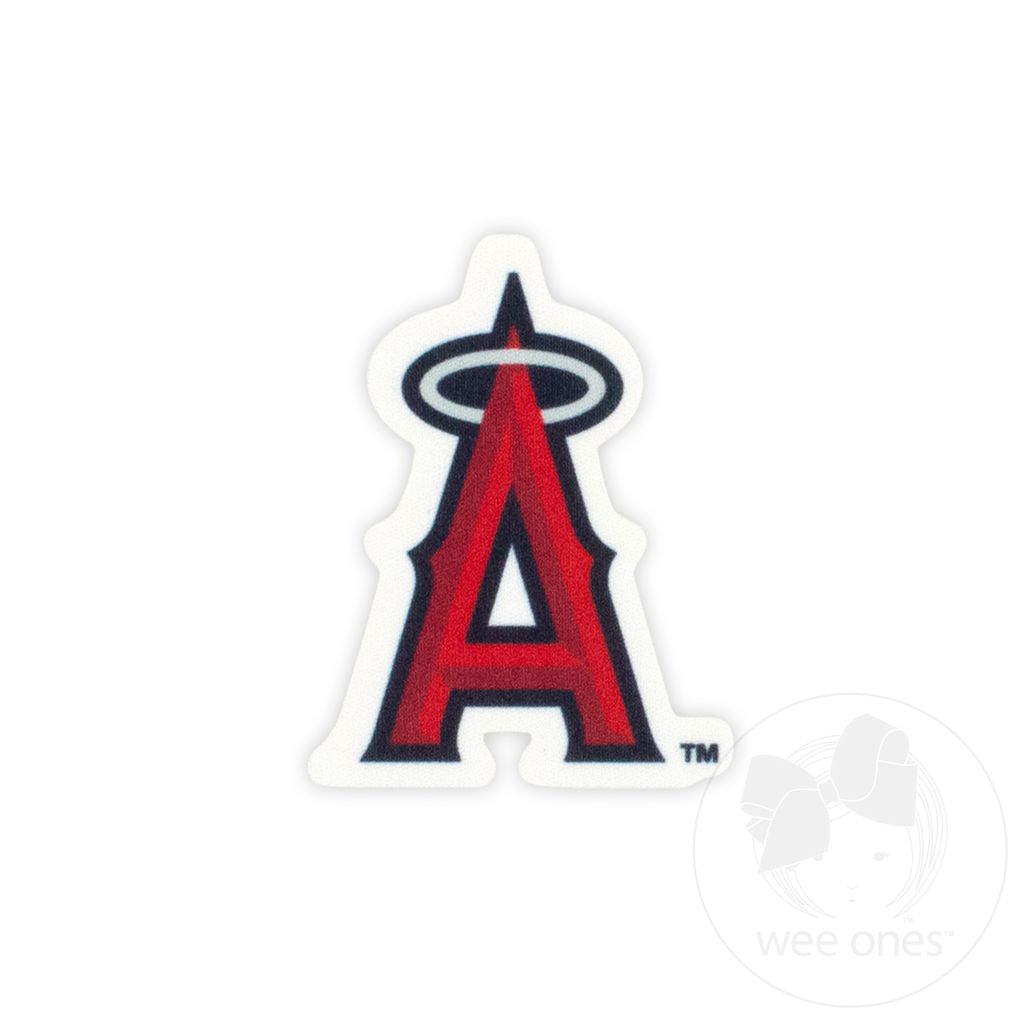 Medium Los Angeles Angels Baseball Stitch Print Hair Bow with Badge