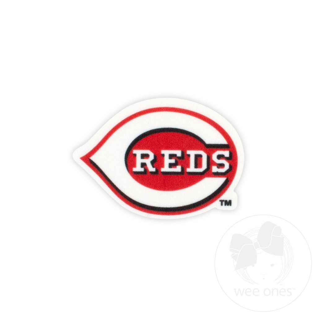 Medium Cincinnati Reds Baseball Stitch Print Hair Bow with Badge