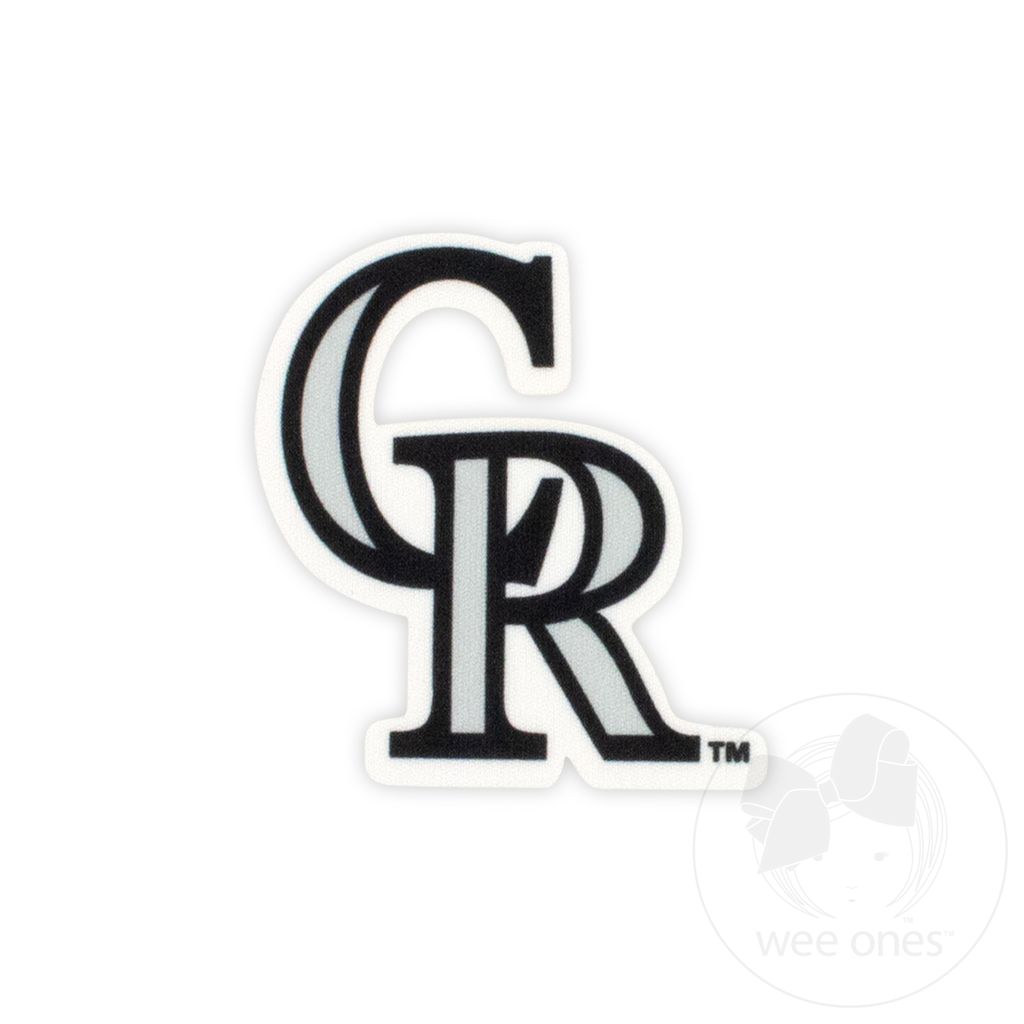 Medium Colorado Rockies Baseball Stitch Print Hair Bow with Badge
