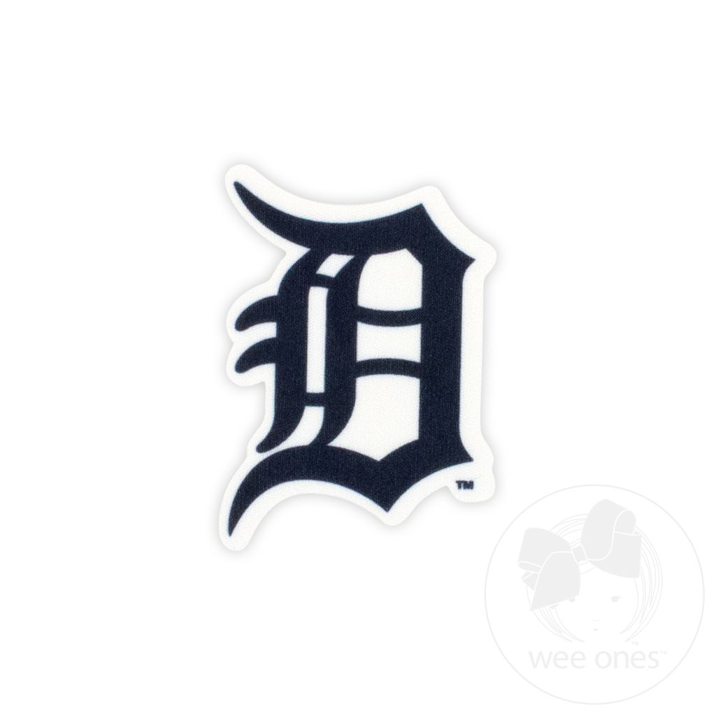 Medium Detroit Tigers Baseball Stitch Print Hair Bow with Badge