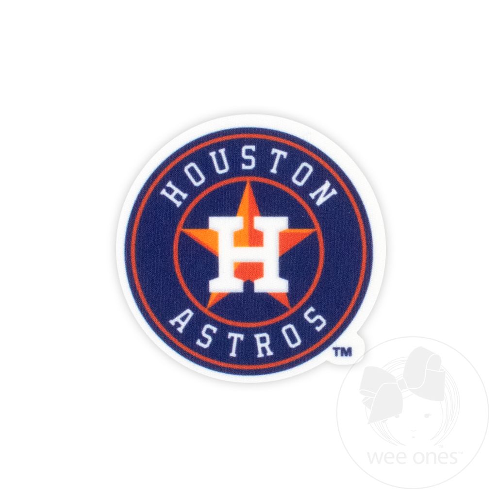 Medium Houston Astros Baseball Stitch Print Hair Bow with Badge