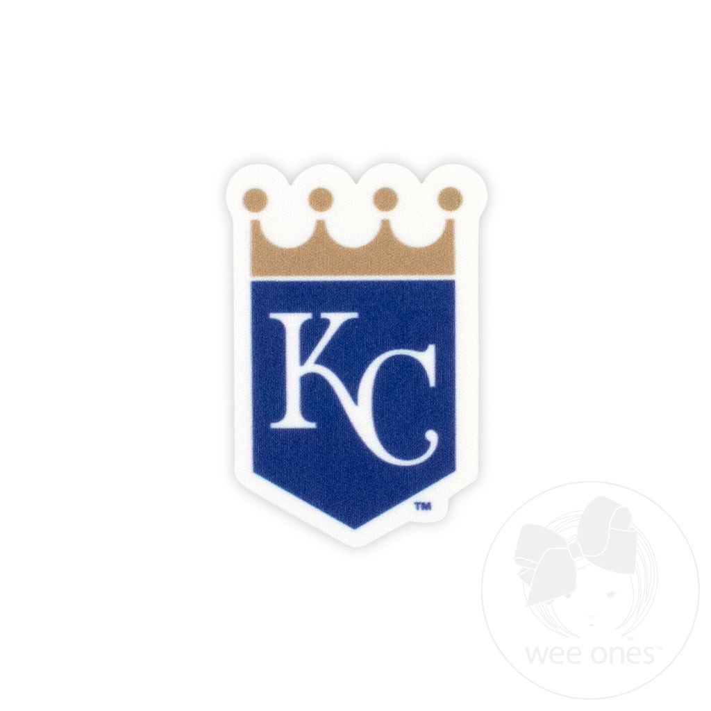 Medium Kansas City Royals Baseball Stitch Print Hair Bow with Badge
