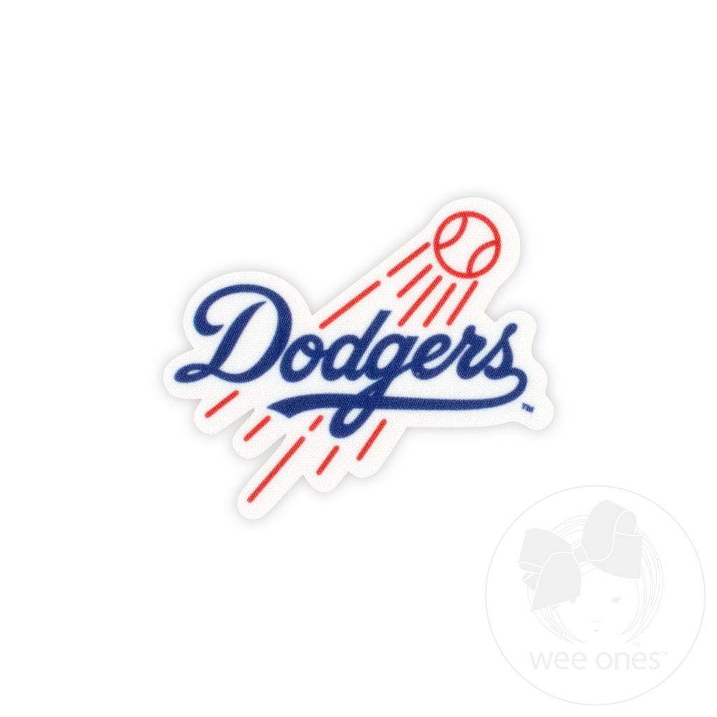 Medium Los Angeles Dodgers Baseball Stitch Print Hair Bow with Badge