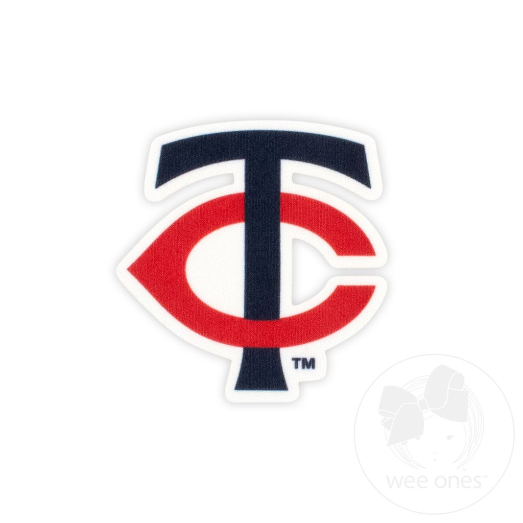 Medium Minnesota Twins Baseball Stitch Print Hair Bow with Badge