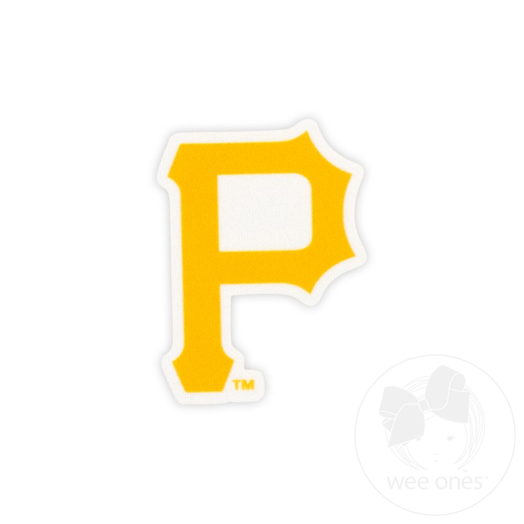 Medium Pittsburgh Pirates Baseball Stitch Print Hair Bow with Badge