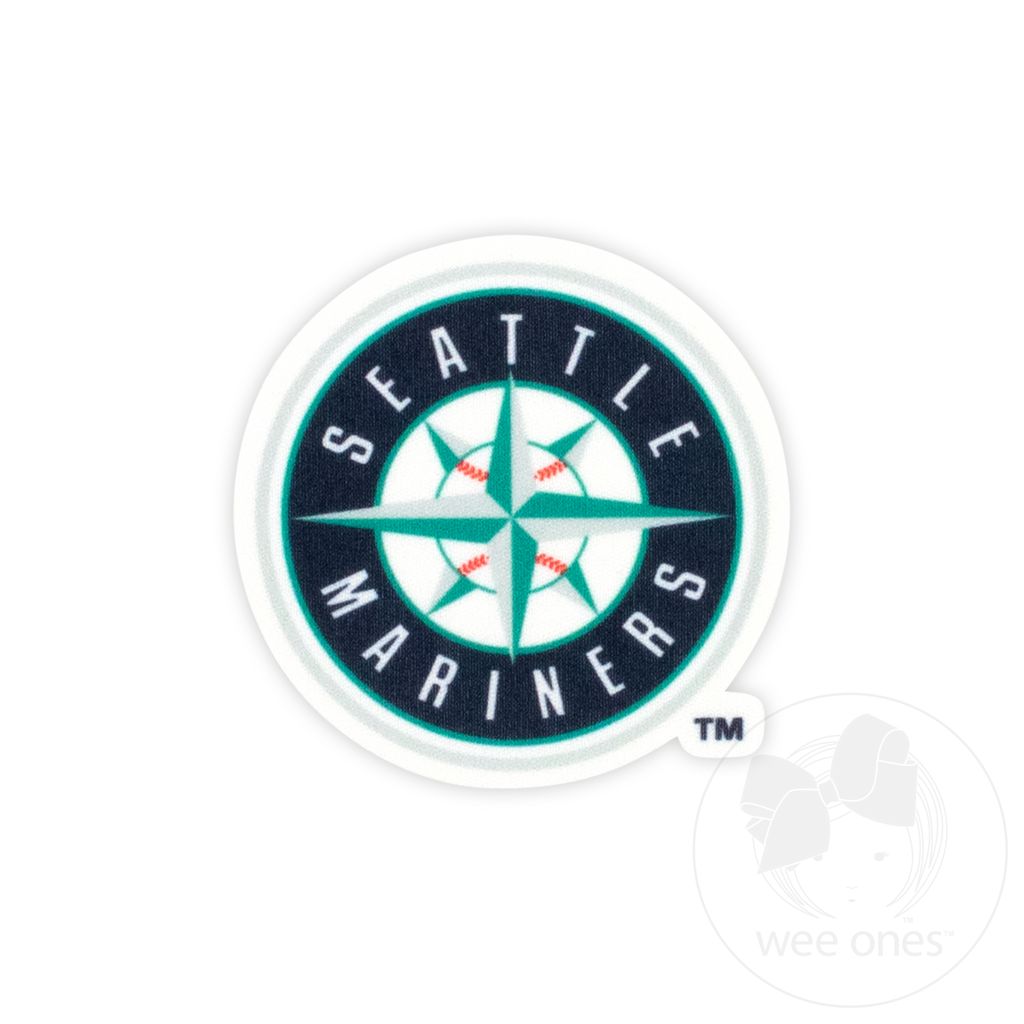 Medium Seattle Mariners Baseball Stitch Print Hair Bow with Badge