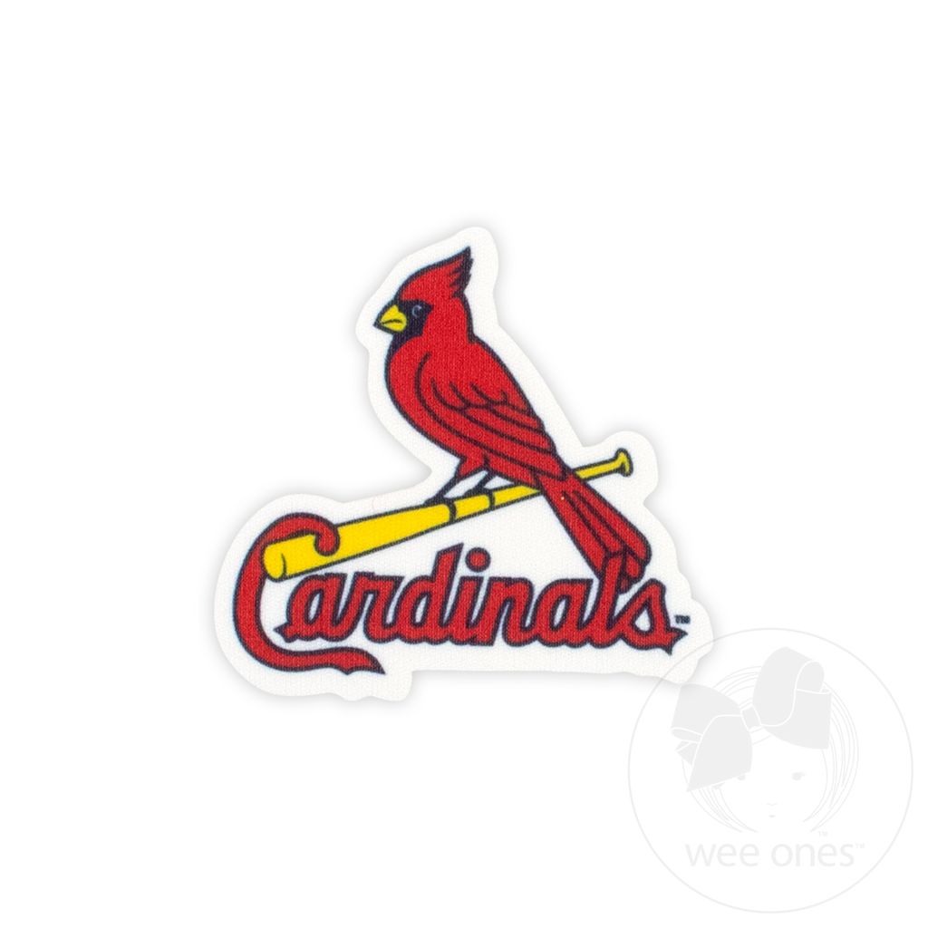 Medium St. Louis Cardinals Baseball Stitch Print Hair Bow with Badge