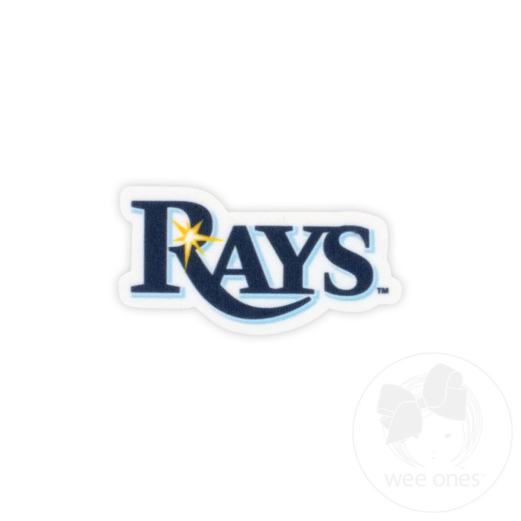Medium Tampa Bay Rays Baseball Stitch Print Hair Bow with Badge