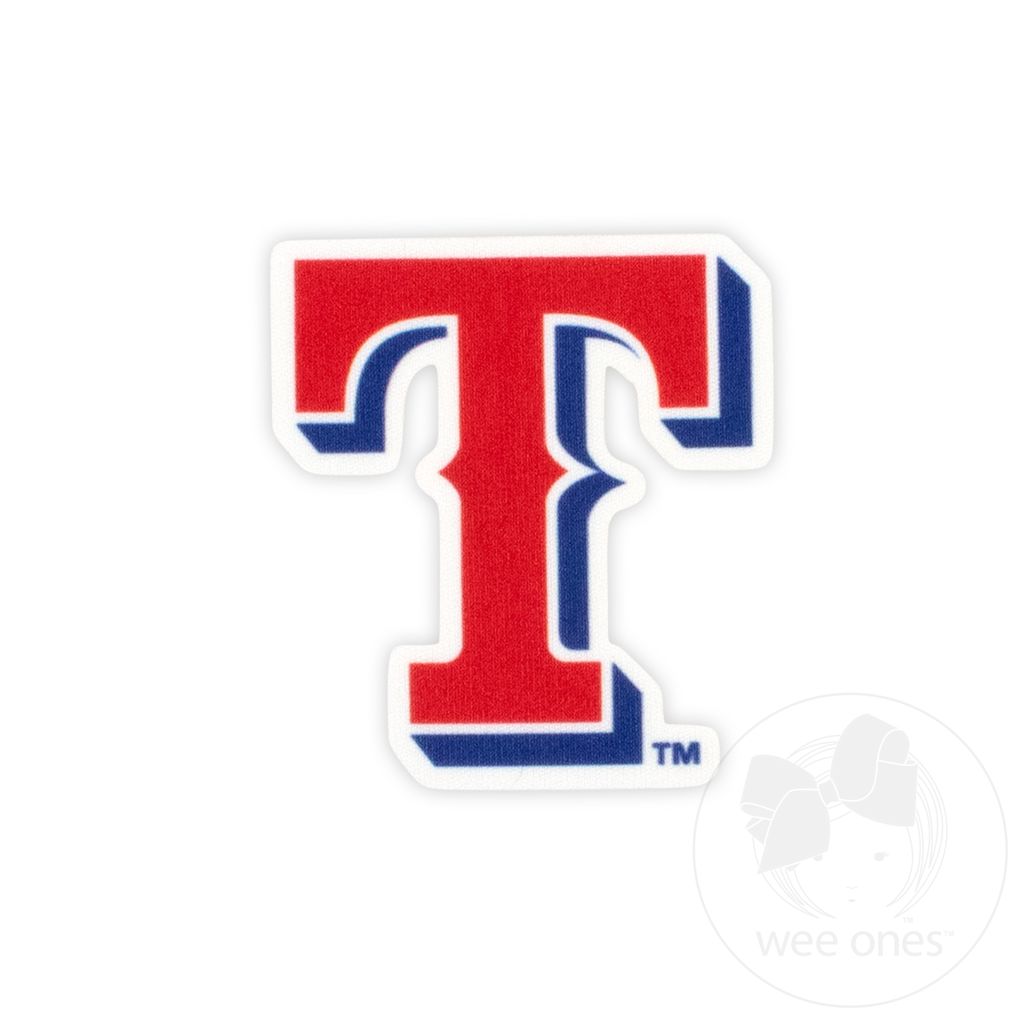 King Texas Rangers Baseball Stitch Print Hair Bow with Badge