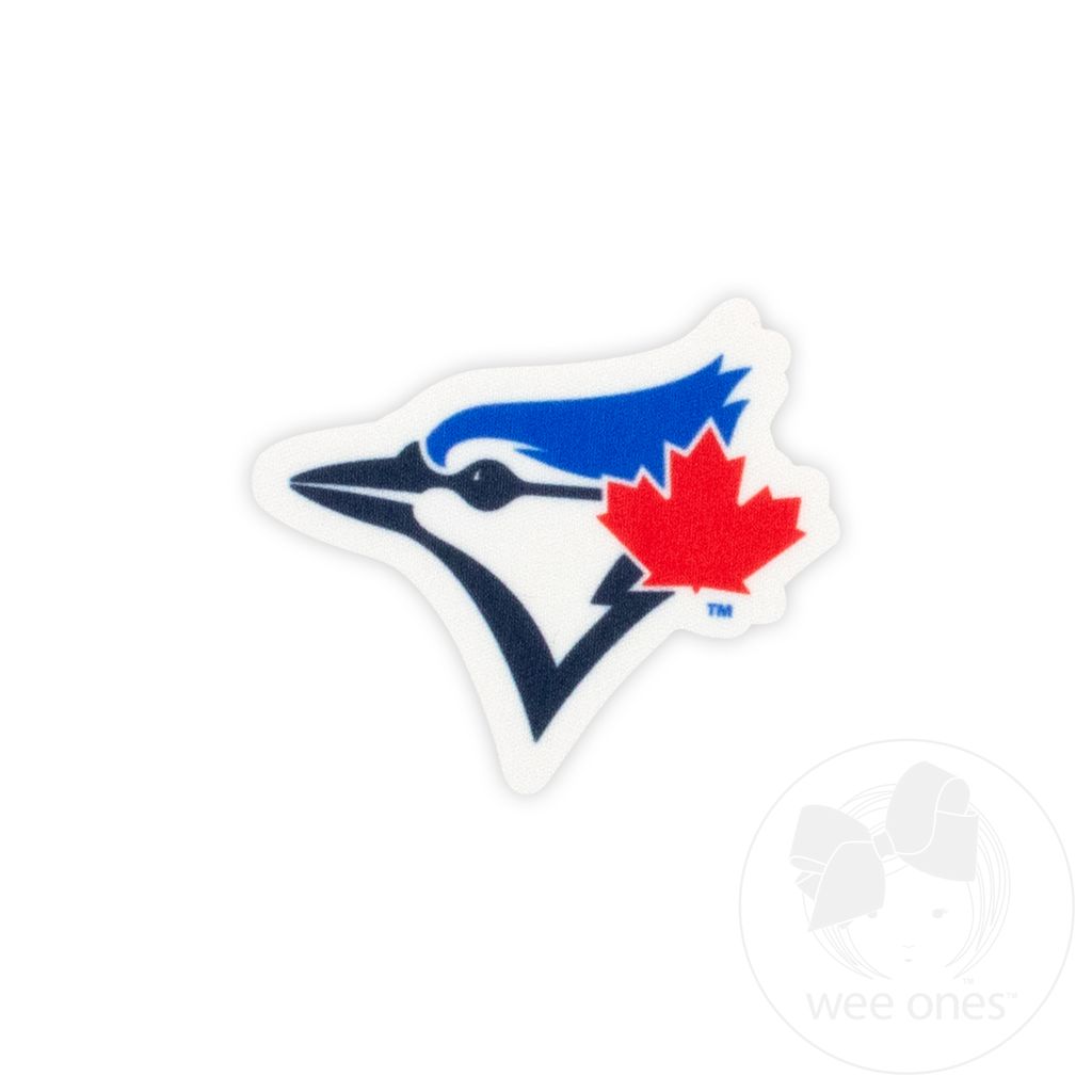 Medium Toronto Blue Jays Baseball Stitch Print Hair Bow with Badge