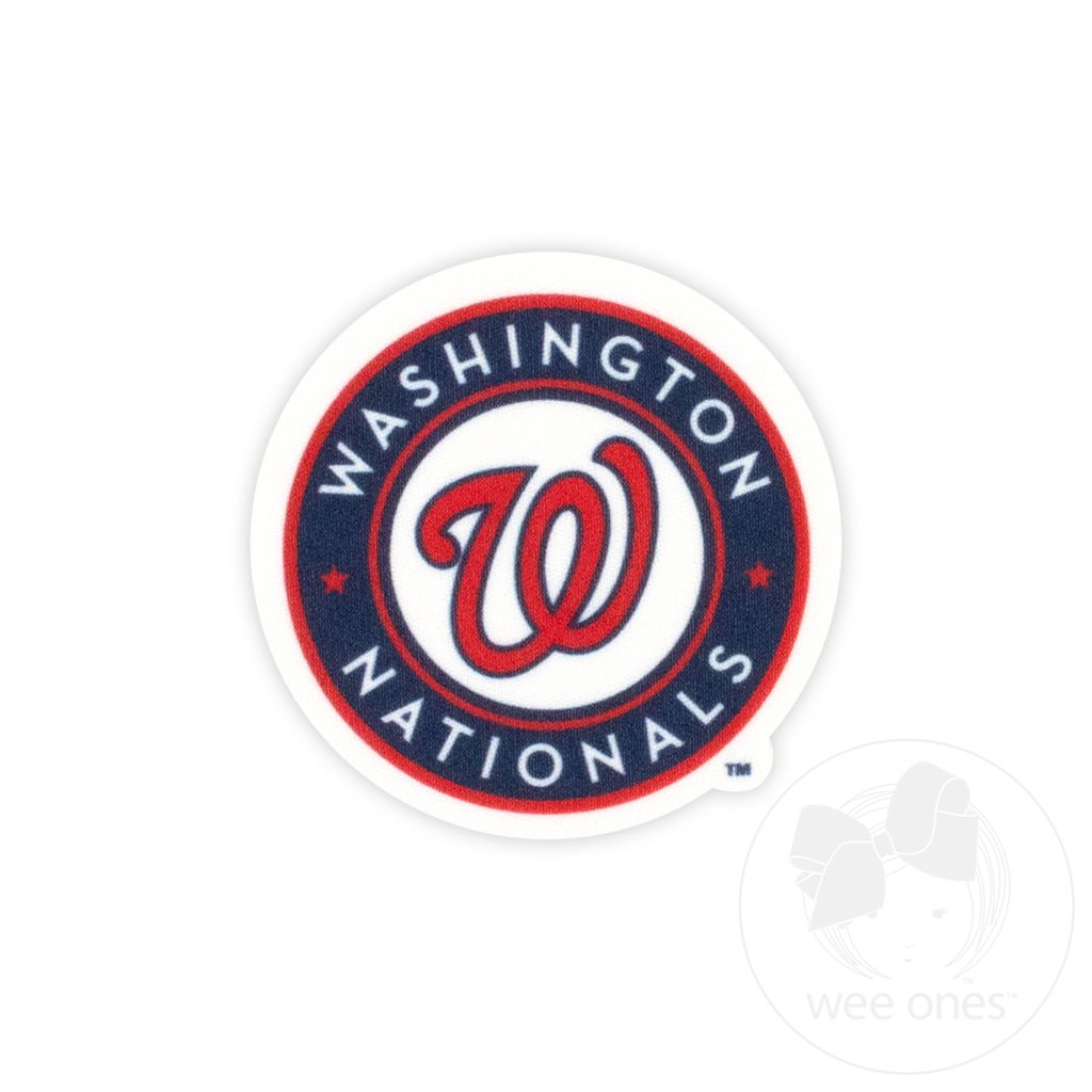 Medium Washington Nationals Jays Baseball Stitch Print Hair Bow with Badge
