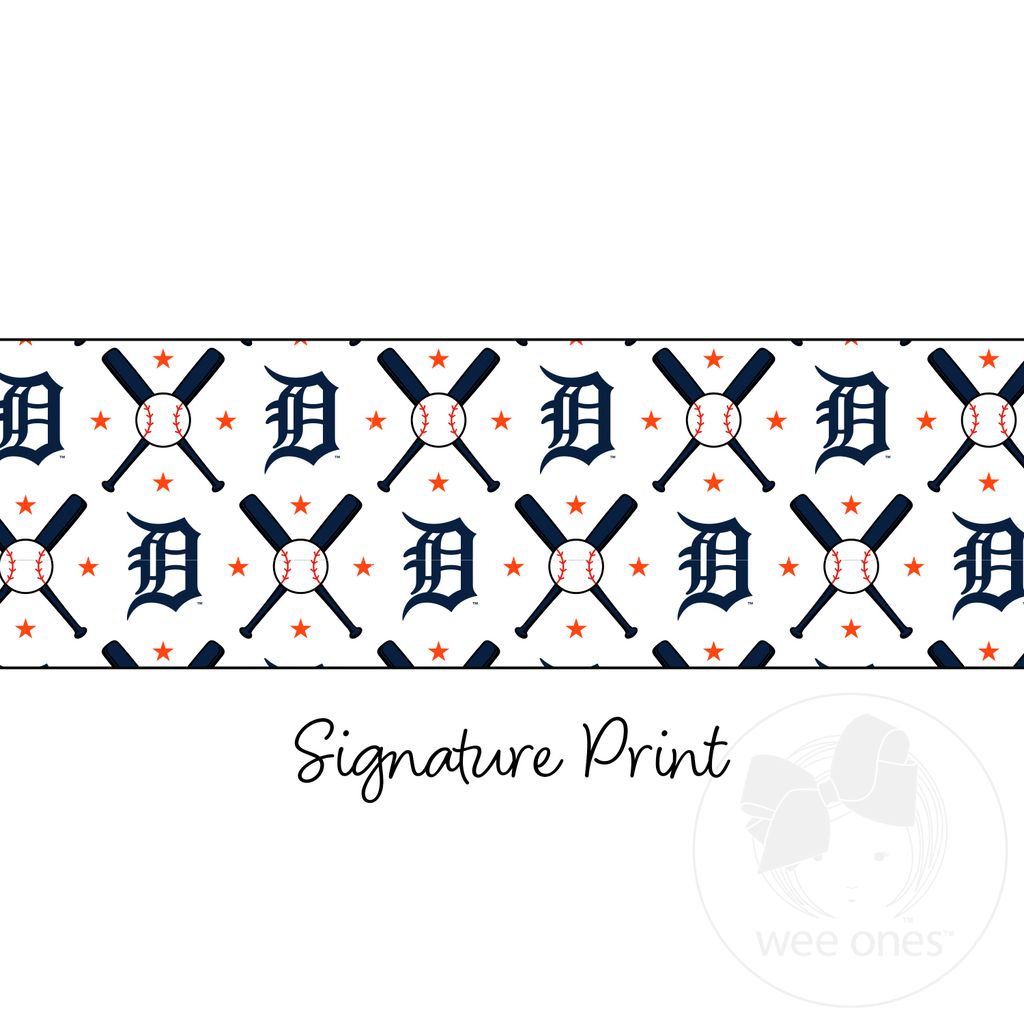 Medium Detroit Tigers Logo Print Grosgrain Hair Bow