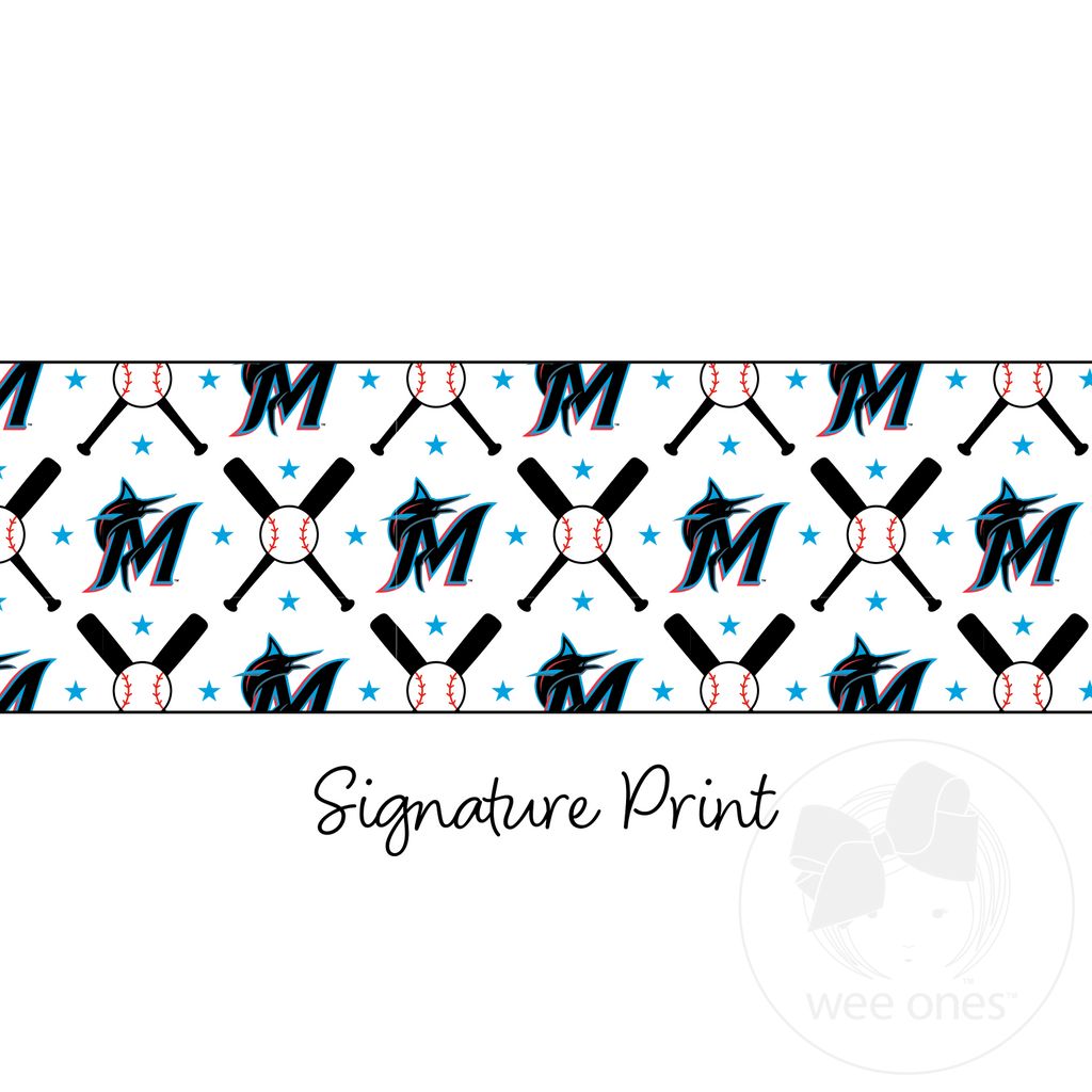 Mini Miami Marlins Logo Print Bow Baby Band