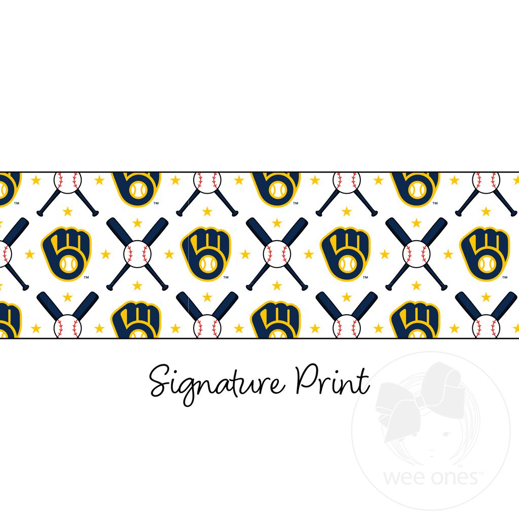 Medium Milwaukee Brewers Logo Print Grosgrain Hair Bow