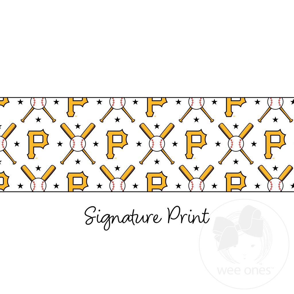 Medium Pittsburgh Pirates Logo Print Grosgrain Hair Bow