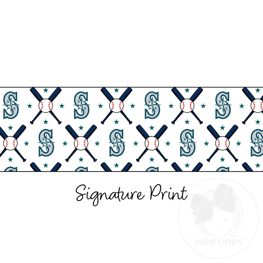 Mini Seattle Mariners Logo Print Bow Baby Band