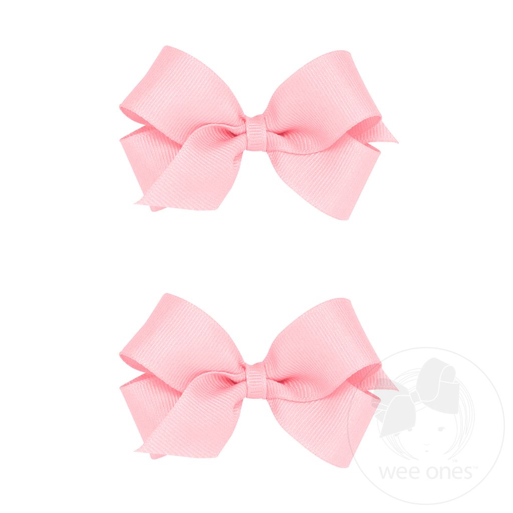 Mini Grosgrain Hair Bow Two Pack - LT PINK