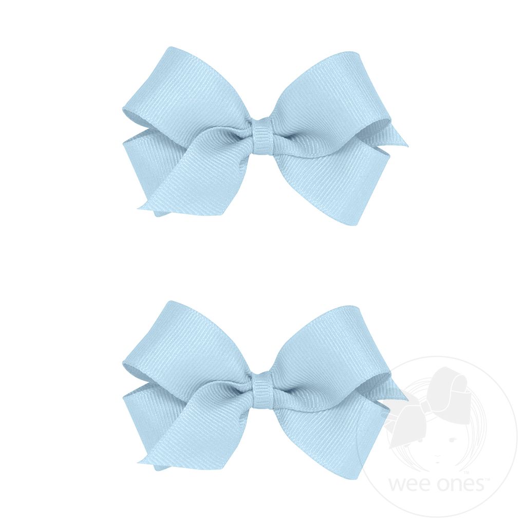 Mini Grosgrain Hair Bow Two Pack - MILLENNIUM BLUE