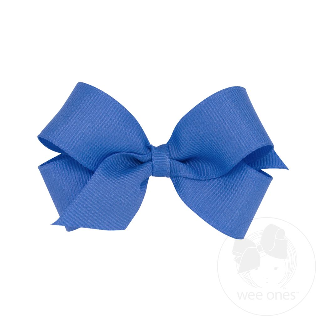 Mini Classic Grosgrain Hair Bow (Plain Wrap) - CAPRI BLUE