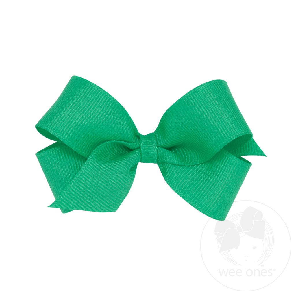 Mini Classic Grosgrain Hair Bow (Plain Wrap) - FERN GREEN