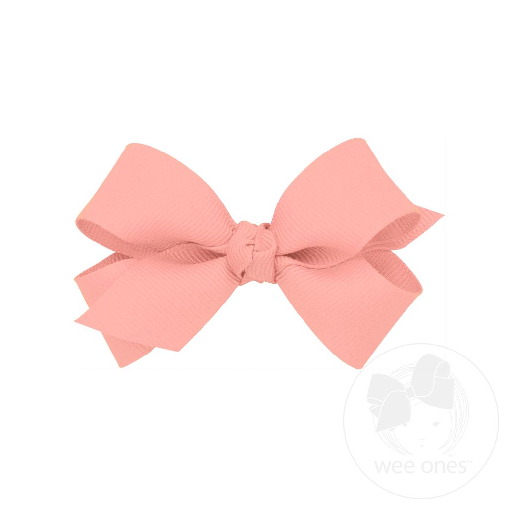 Mini Classic Grosgrain Hair Bow (Knot Wrap) - SEASHELL