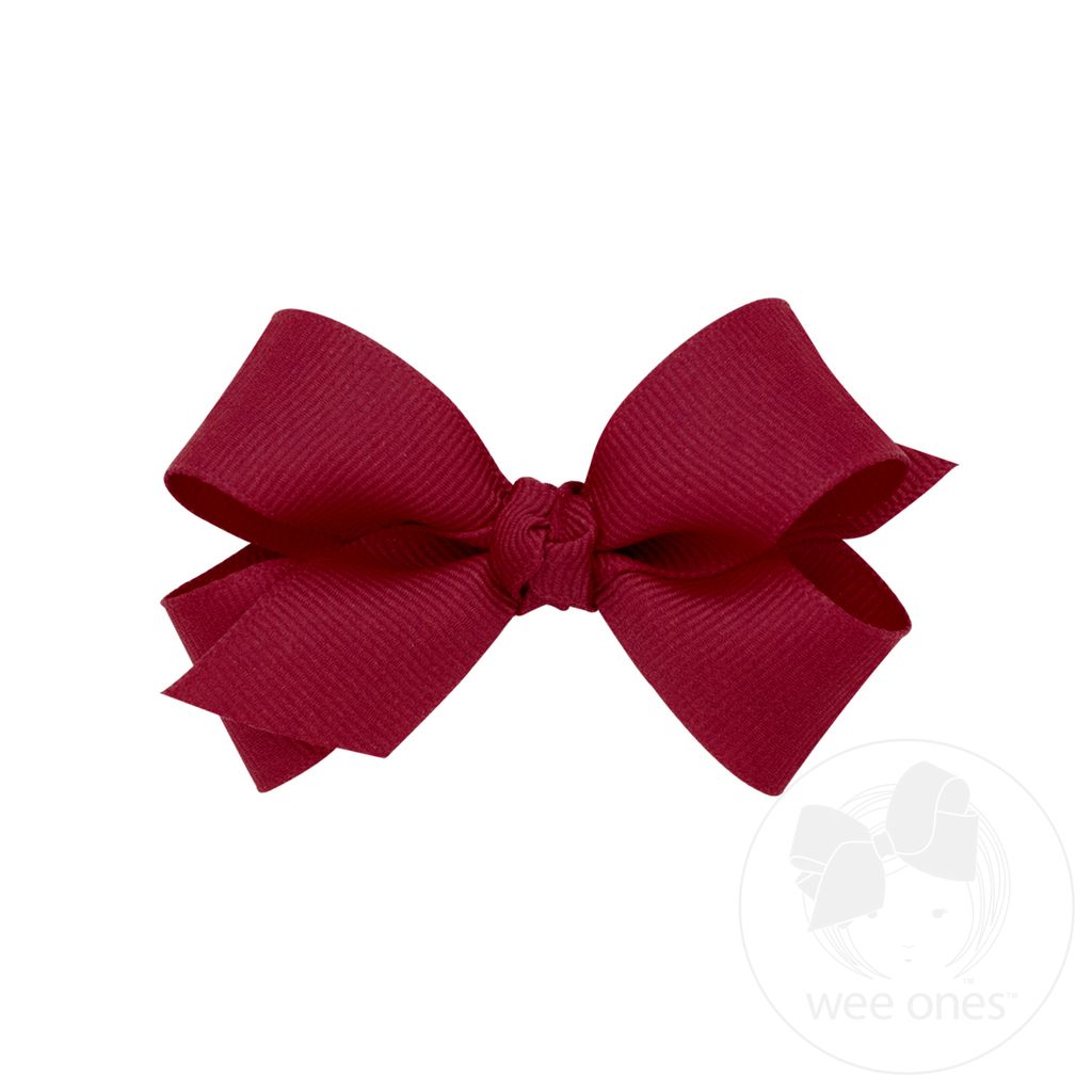 Mini Classic Grosgrain Hair Bow (Knot Wrap) - CRANBERRY