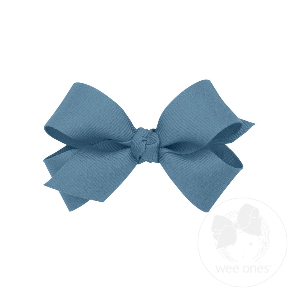 Mini Classic Grosgrain Hair Bow (Knot Wrap) - DENIM