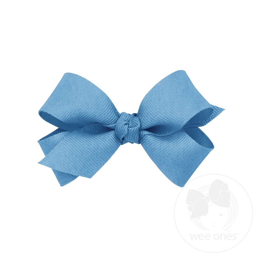 Mini Classic Grosgrain Hair Bow (Knot Wrap) - FRENCH BLUE