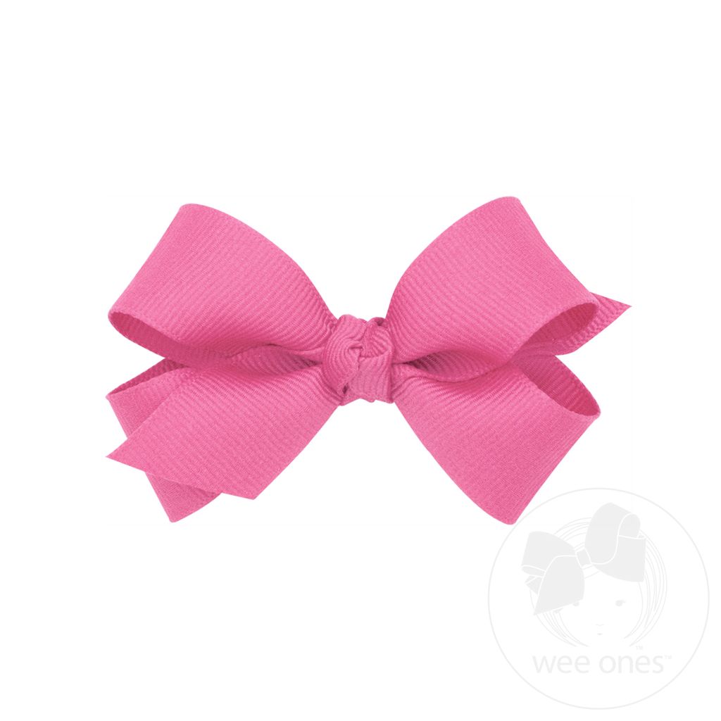 Mini Classic Grosgrain Hair Bow (Knot Wrap) - HOT PINK