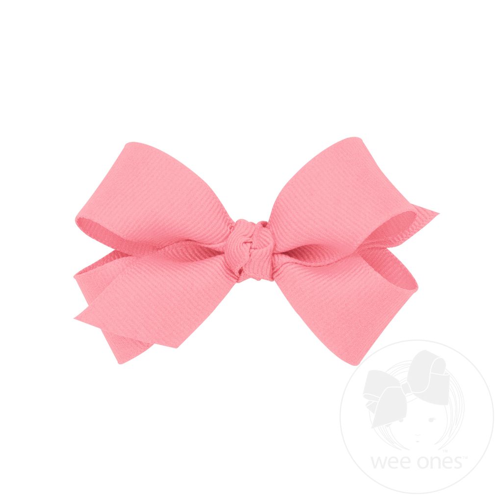 Mini Classic Grosgrain Hair Bow (Knot Wrap) - PEONY