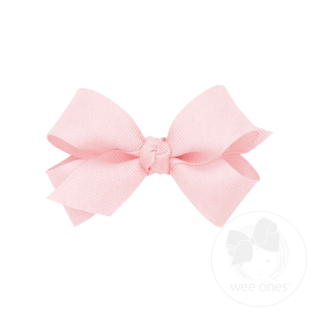 Mini Classic Grosgrain Hair Bow (Knot Wrap) - POWDER PINK
