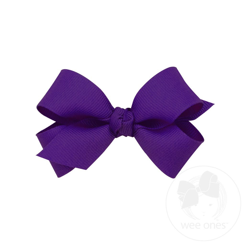 Mini Classic Grosgrain Hair Bow (Knot Wrap) - PURPLE