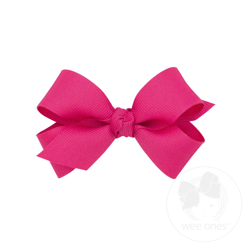 Mini Classic Grosgrain Hair Bow (Knot Wrap) - SHOCKING PINK