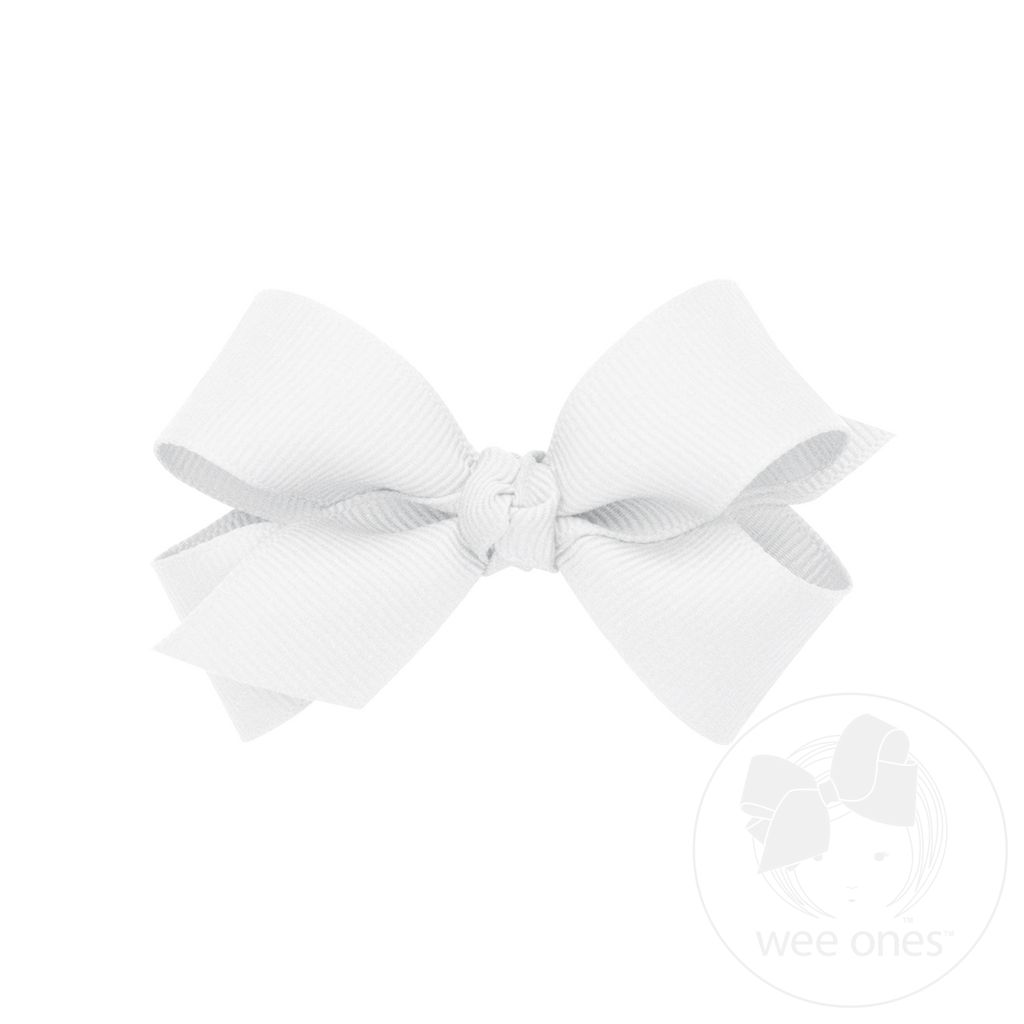 Mini Classic Grosgrain Hair Bow (Knot Wrap) - WHITE