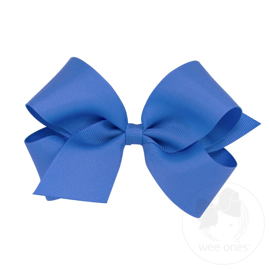 Medium Classic Grosgrain Hair Bow (Plain Wrap) - CAPRI BLUE