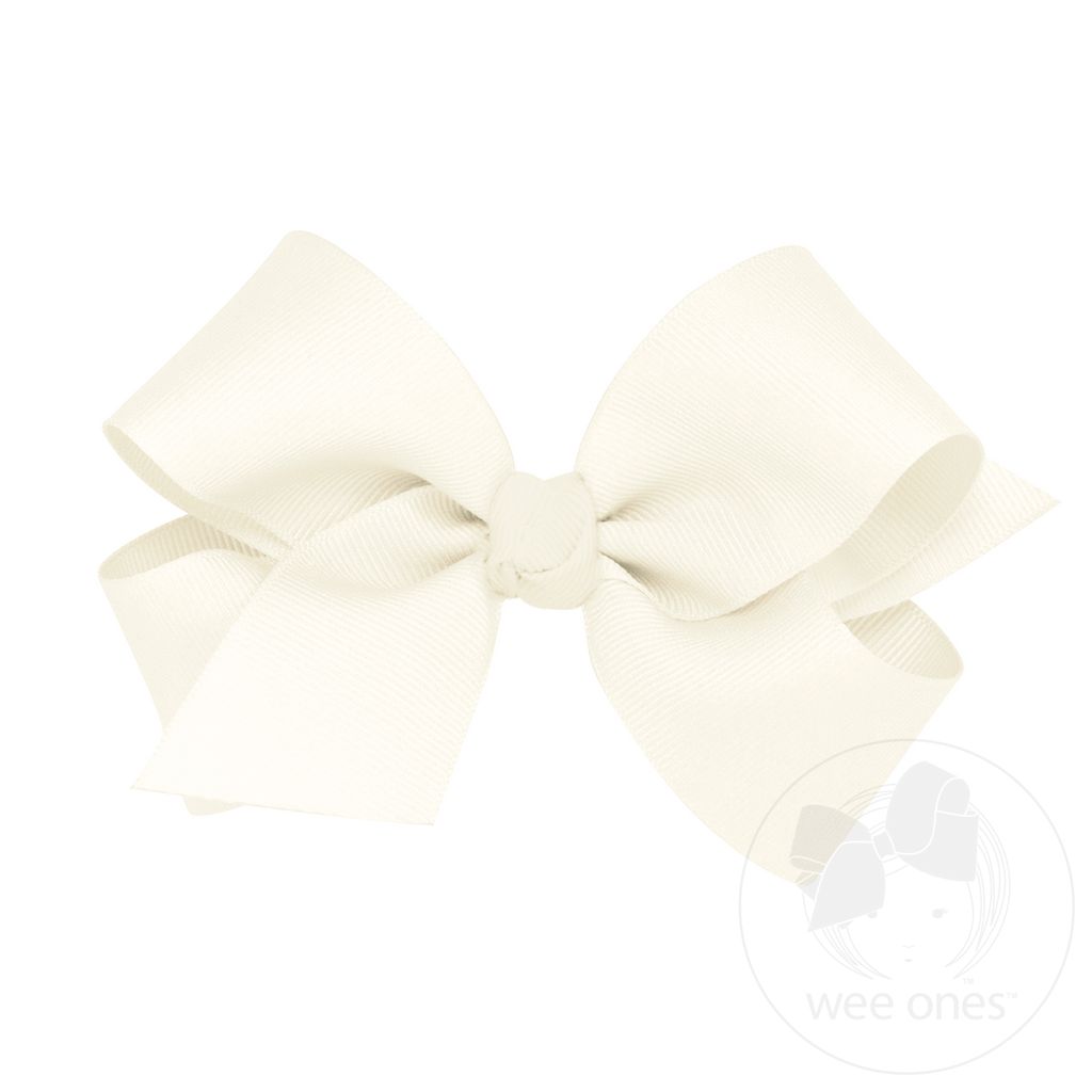 Medium Classic Grosgrain Hair Bow (Knot Wrap) - ANTIQUE WHITE