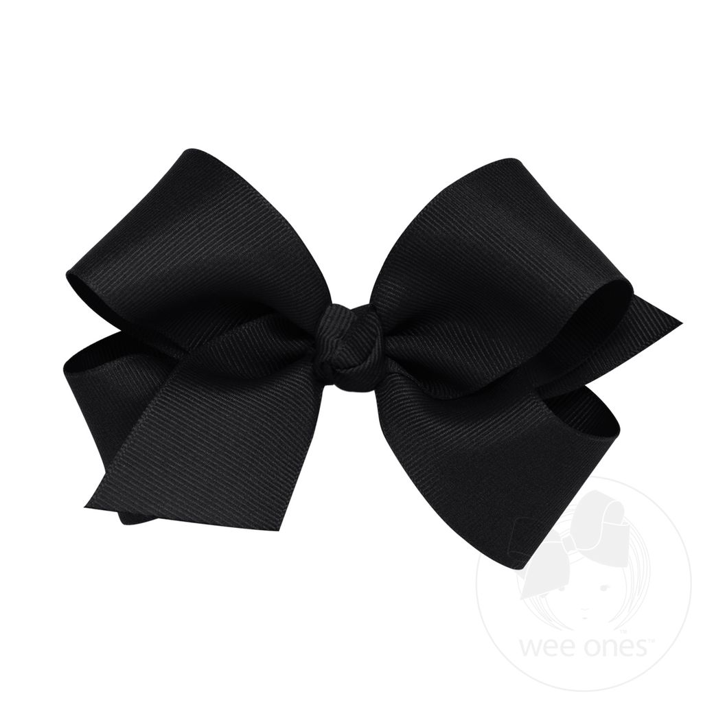 Medium Classic Grosgrain Hair Bow (Knot Wrap) - BLACK