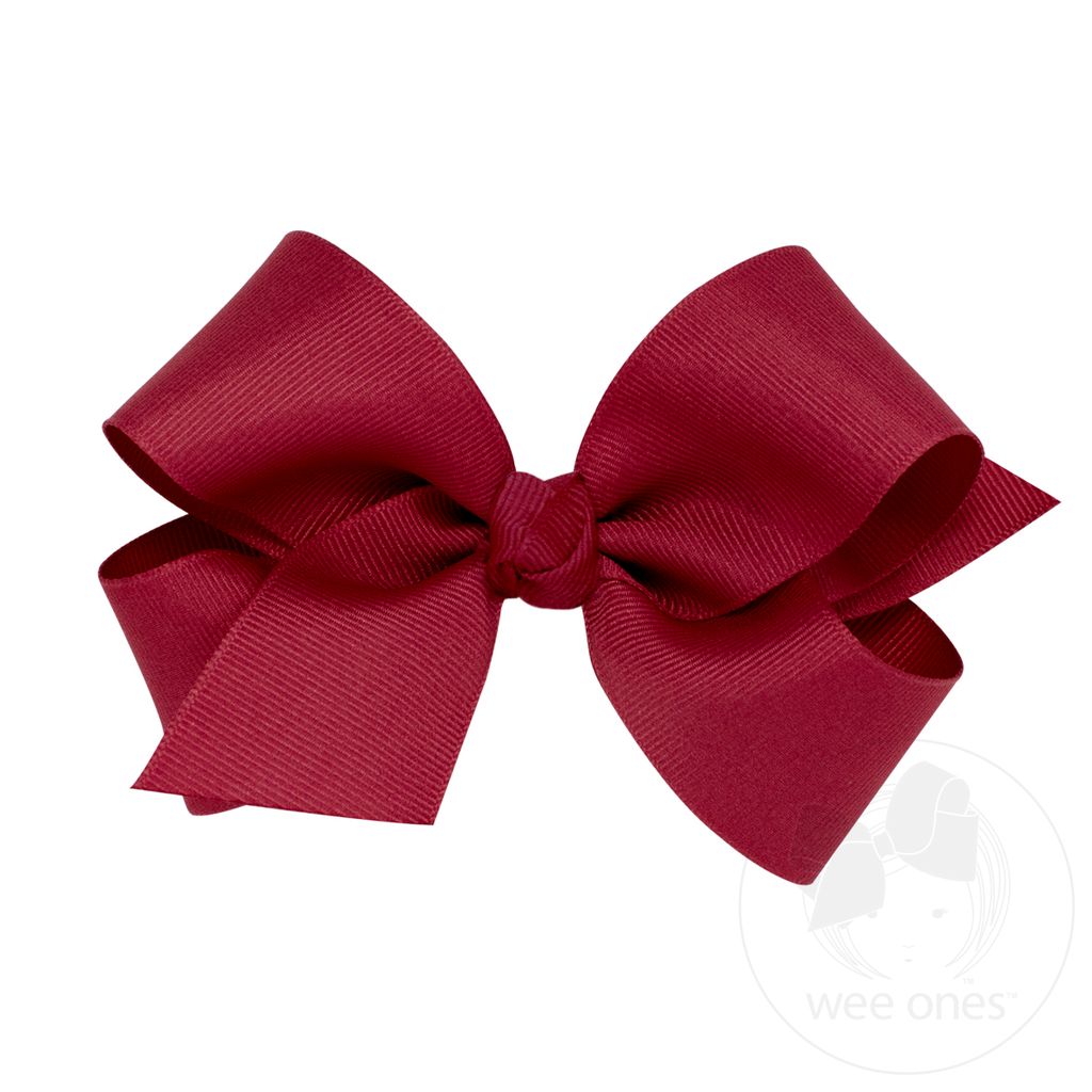 Medium Classic Grosgrain Hair Bow (Knot Wrap) - CRANBERRY