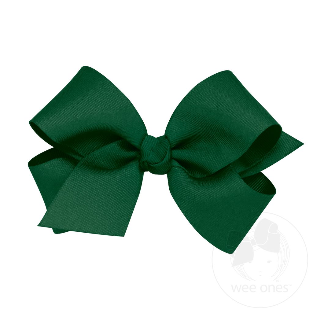 Medium Classic Grosgrain Hair Bow (Knot Wrap) - FOREST GREEN