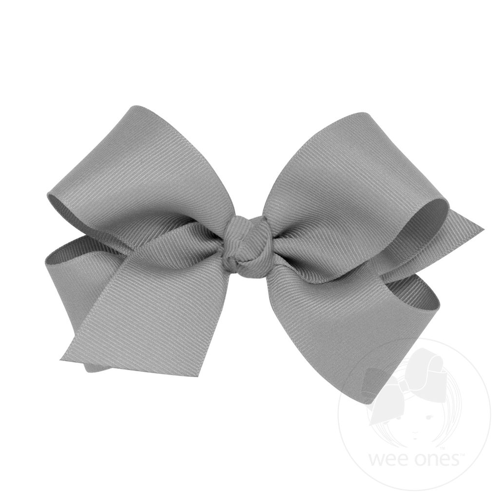 Medium Classic Grosgrain Hair Bow (Knot Wrap) - GRAY